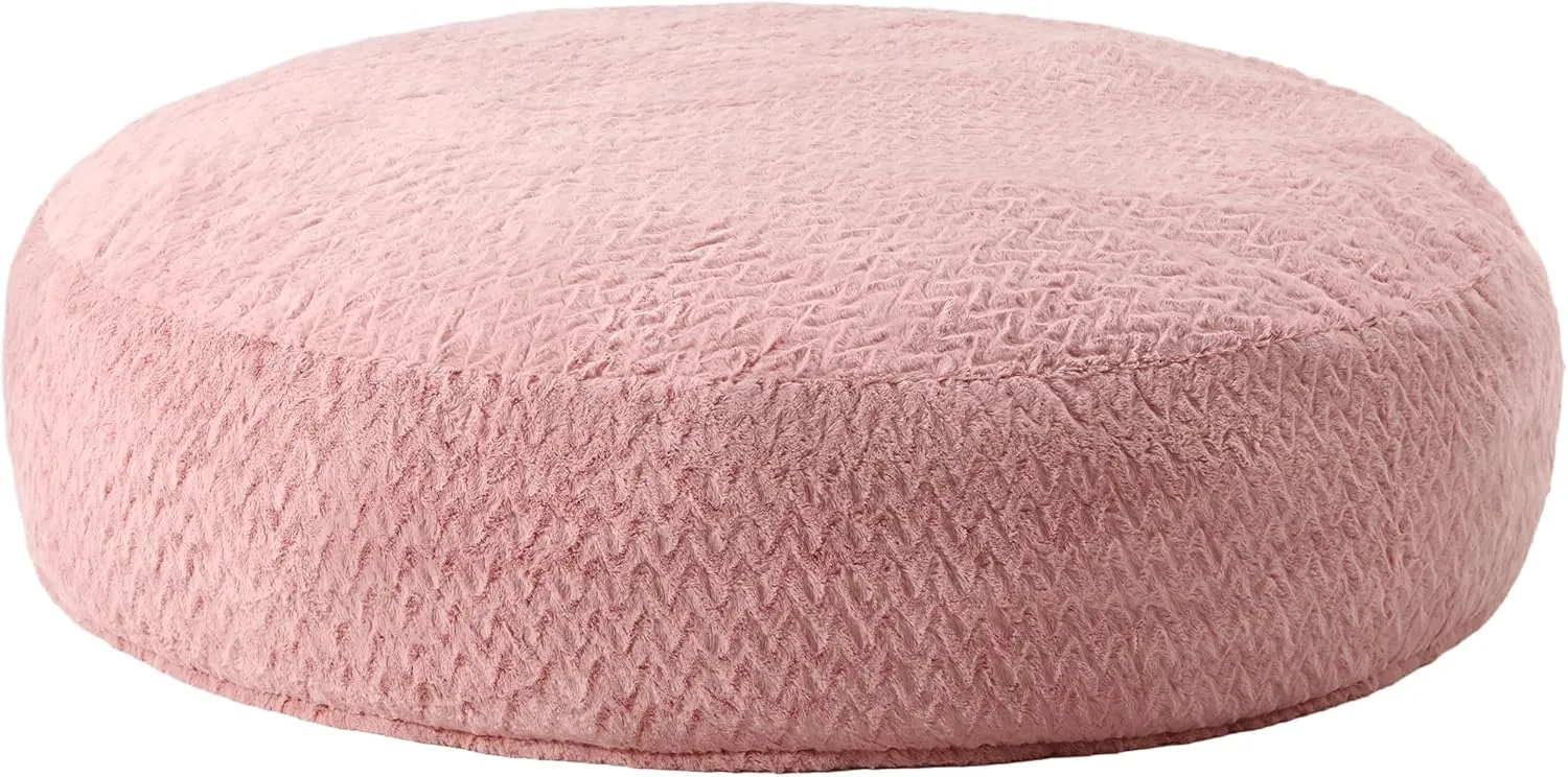 Hobestluk 6ft Bean Bag Chairs for Adults Large Beanbag Chair with Chevron Plush Fur Cover Big Bean Bag Chair for Living Room Bedroom Dorm Office - Pink (70" x 70" x 15")
