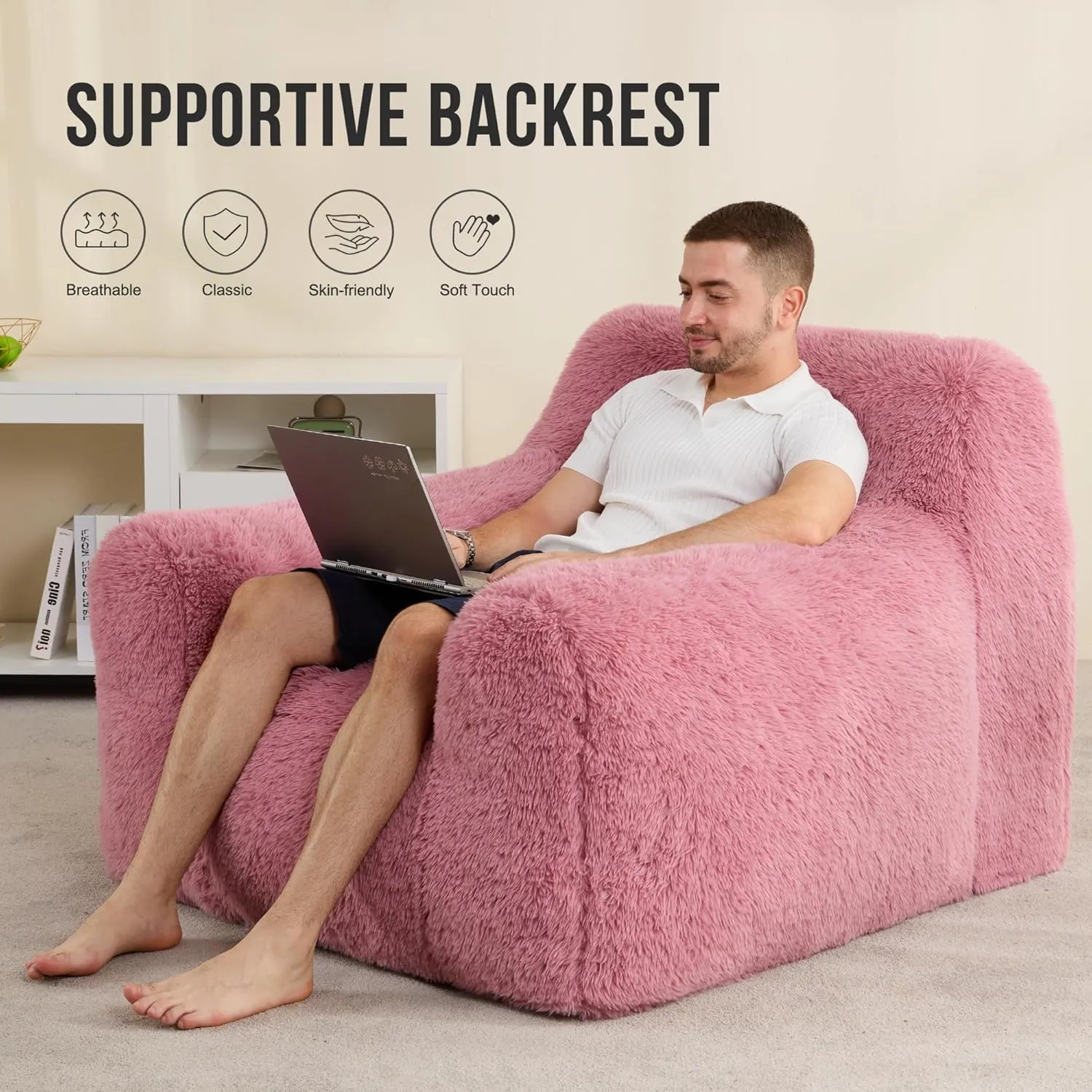 Hobestluk Bean Bag Chair Giant Bean Bag Chairs for Adults, Bean Bag Sofa Chair with Armrests, Oversize Beanbag Couch Comfy Chair for Bedroom, Living Room, Dorm and Office