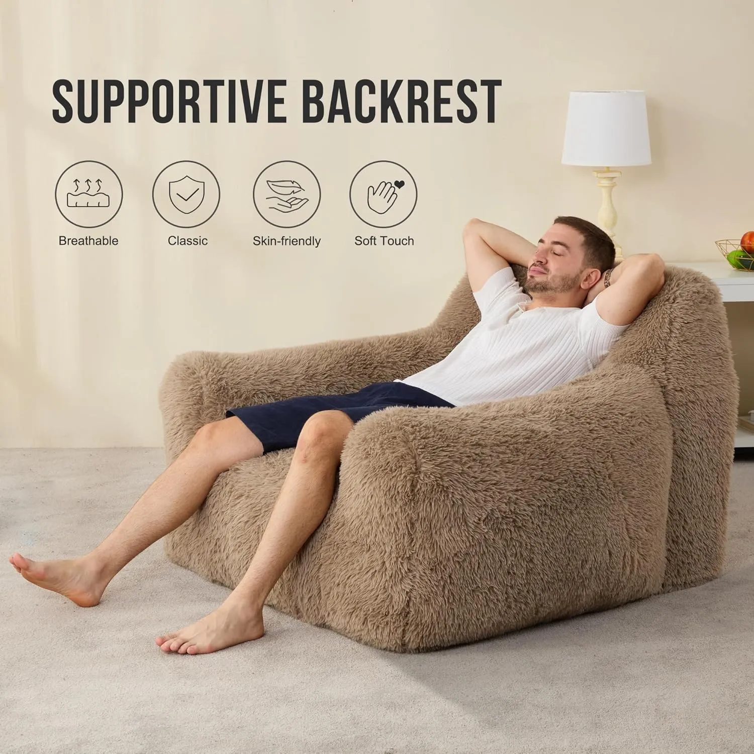 Hobestluk Bean Bag Chair Giant Bean Bag Chairs for Adults, Bean Bag Sofa Chair with Armrests, Oversize Beanbag Couch Comfy Chair for Bedroom, Living Room, Dorm and Office