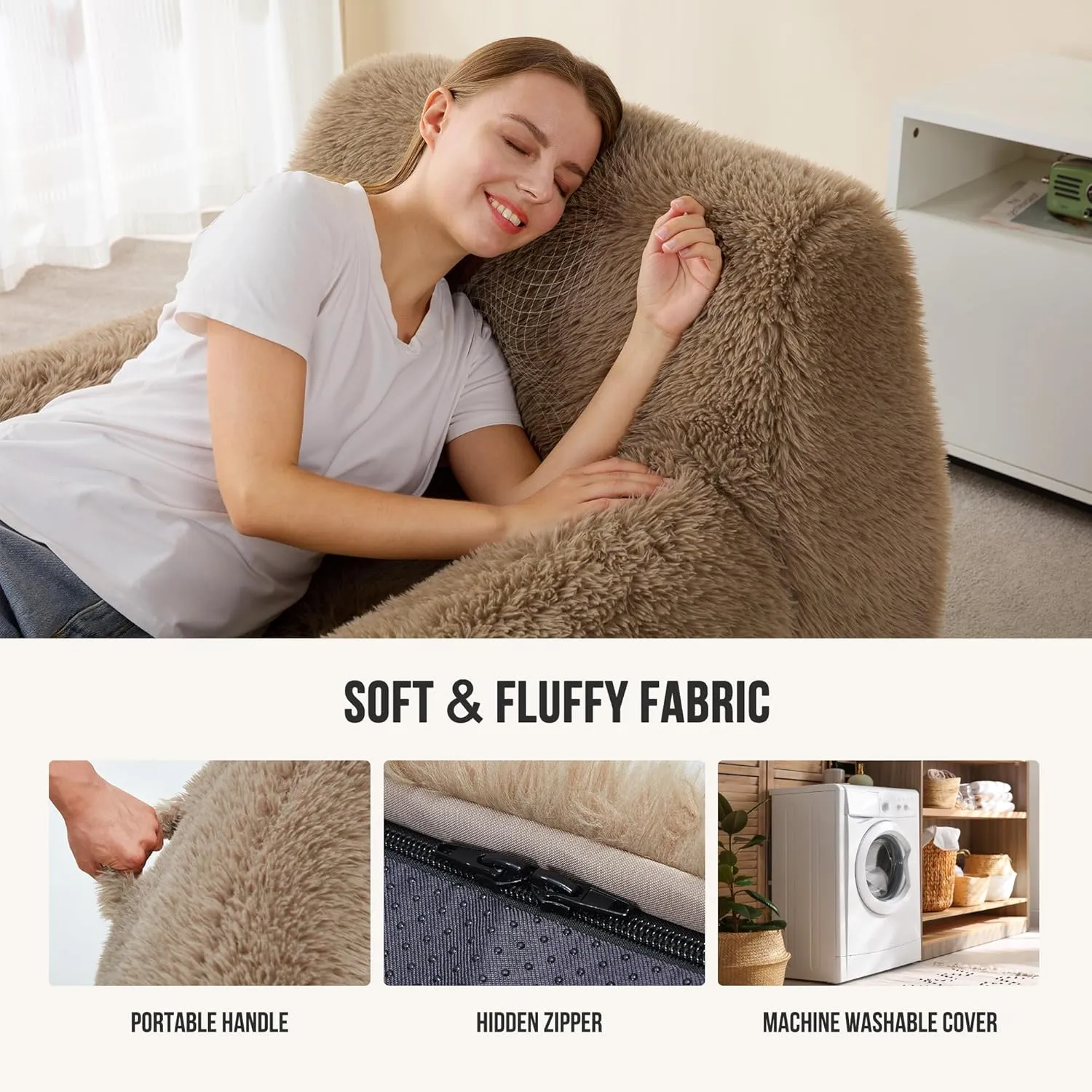 Hobestluk Bean Bag Chair Giant Bean Bag Chairs for Adults, Bean Bag Sofa Chair with Armrests, Oversize Beanbag Couch Comfy Chair for Bedroom, Living Room, Dorm and Office