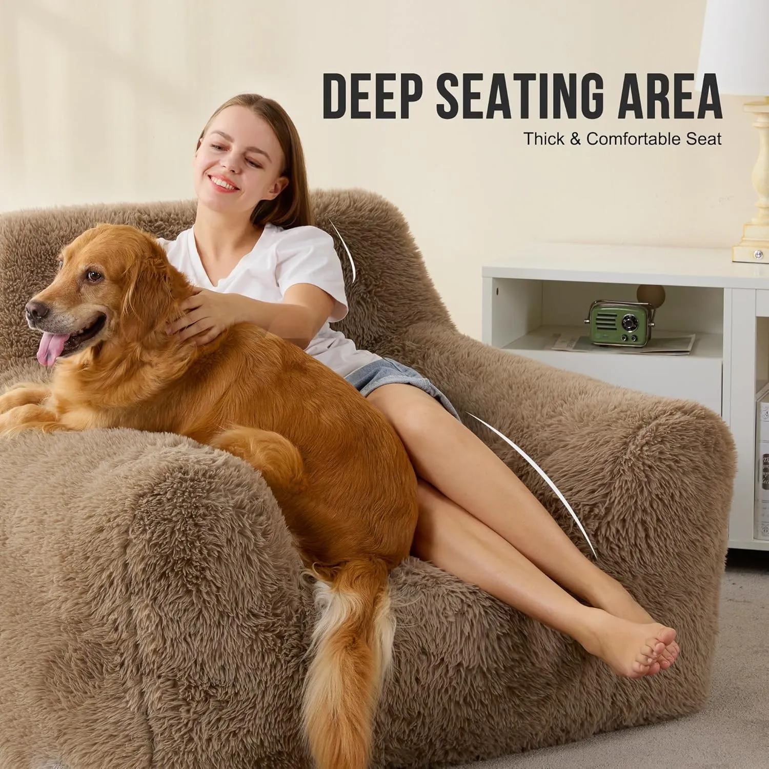 Hobestluk Bean Bag Chair Giant Bean Bag Chairs for Adults, Bean Bag Sofa Chair with Armrests, Oversize Beanbag Couch Comfy Chair for Bedroom, Living Room, Dorm and Office