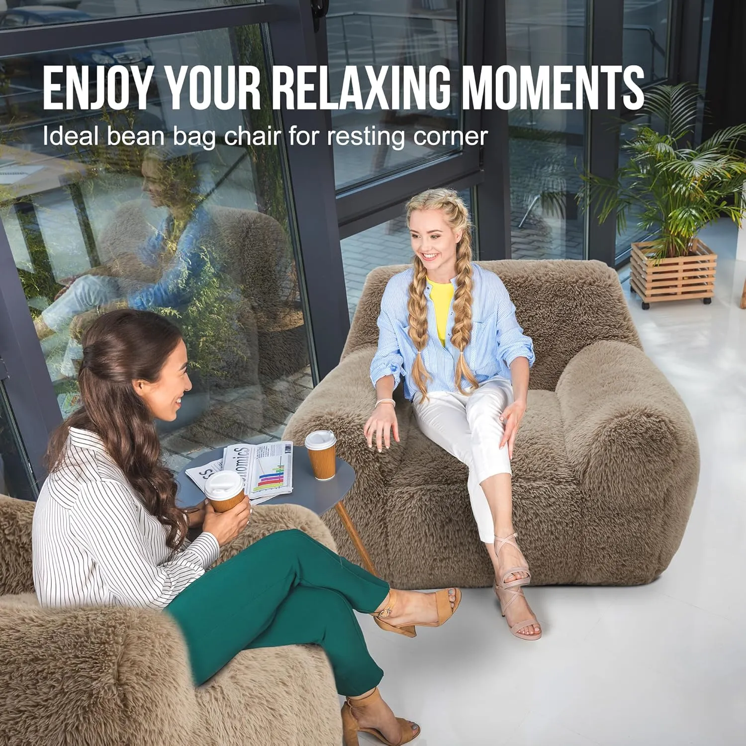 Hobestluk Bean Bag Chair Giant Bean Bag Chairs for Adults, Bean Bag Sofa Chair with Armrests, Oversize Beanbag Couch Comfy Chair for Bedroom, Living Room, Dorm and Office