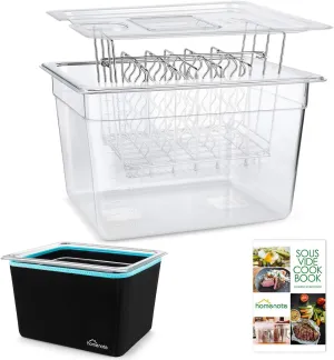 HOMENOTE Container 12 Quart with Lid & Rack and Sleeve - BPA Free Complete Sous Vide Accessories Kit with Cookbook For Anova and Most Sous Vide Cookers