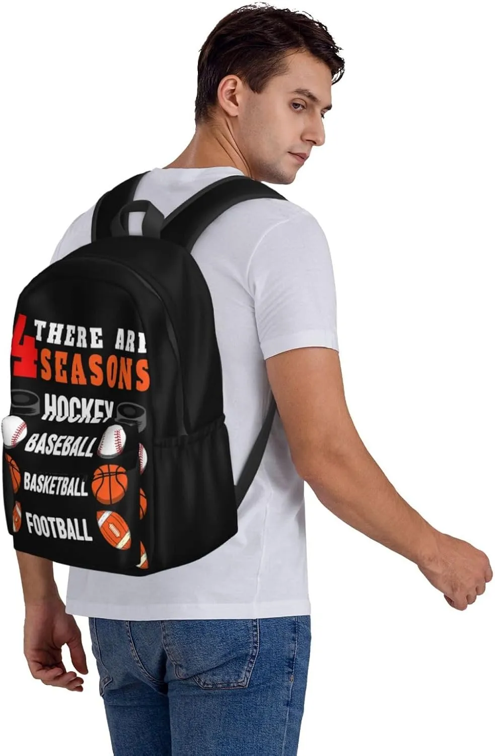 Hoops There Are Seasons Basketball Backpack Casual Laptop Backpack Large Capacity Double Shoulder Bag Travel Daypack For Women Men