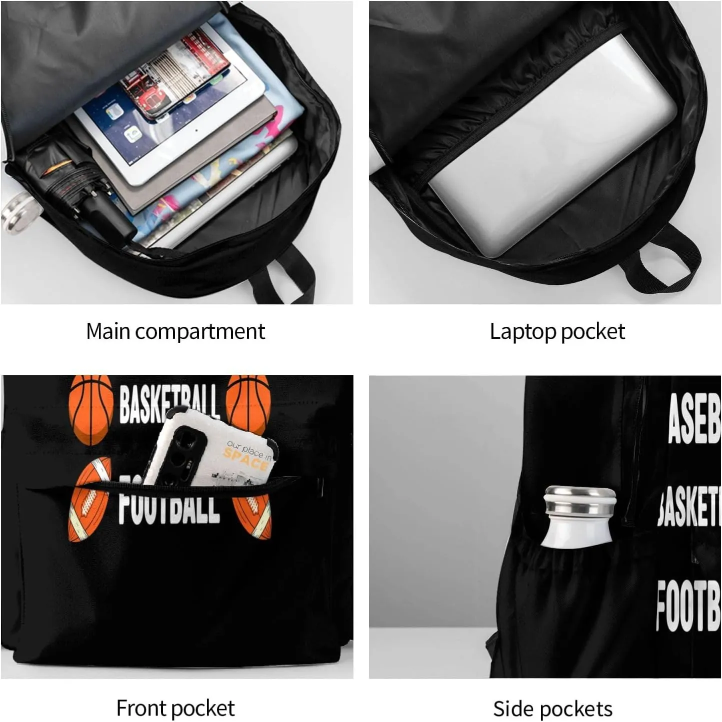 Hoops There Are Seasons Basketball Backpack Casual Laptop Backpack Large Capacity Double Shoulder Bag Travel Daypack For Women Men