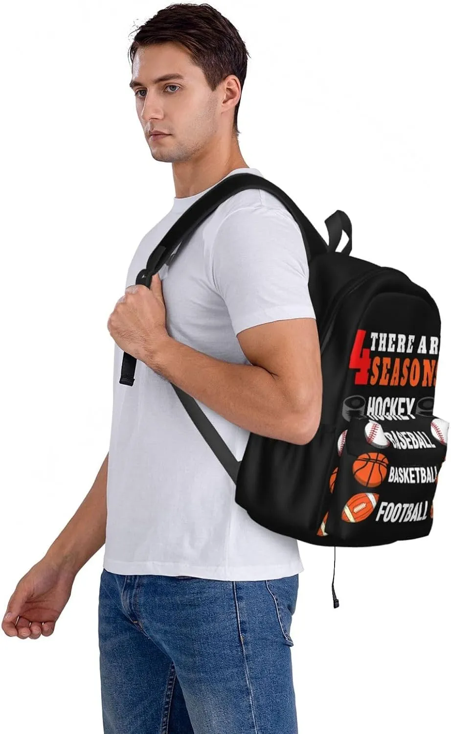 Hoops There Are Seasons Basketball Backpack Casual Laptop Backpack Large Capacity Double Shoulder Bag Travel Daypack For Women Men