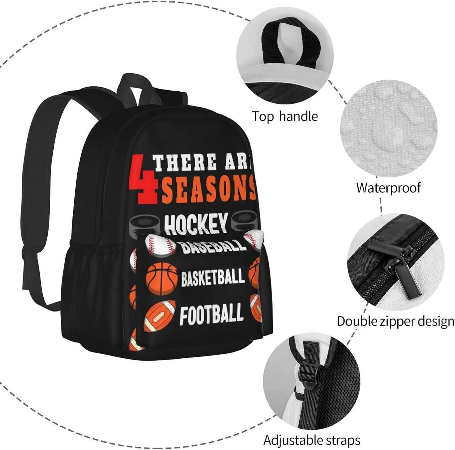 Hoops There Are Seasons Basketball Backpack Casual Laptop Backpack Large Capacity Double Shoulder Bag Travel Daypack For Women Men