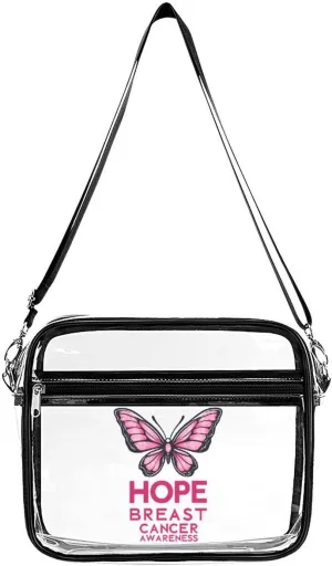 Hope Breast Cancer Awareness Clear Crossbody Bags Shoulder Bag Messenger Purse for Stadium Concerts Sports Events