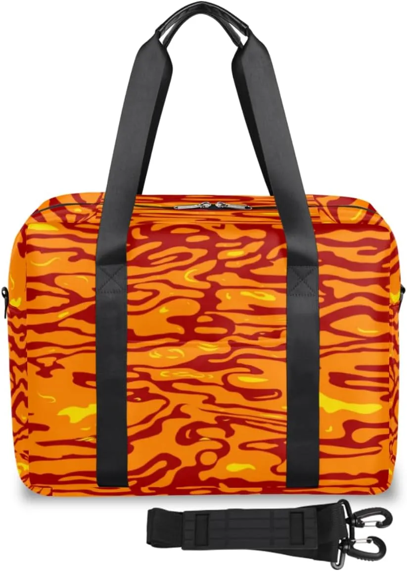 Hot Lava Background Red Weekender Bag, Waterproof Travel Duffel Bags, Overnight Bags for Women, Duffel Bag with Trolley Sleeve, For Men Travel Business Gym Gift