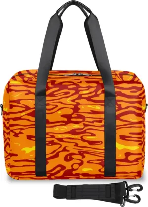 Hot Lava Background Red Weekender Bag, Waterproof Travel Duffel Bags, Overnight Bags for Women, Duffel Bag with Trolley Sleeve, For Men Travel Business Gym Gift