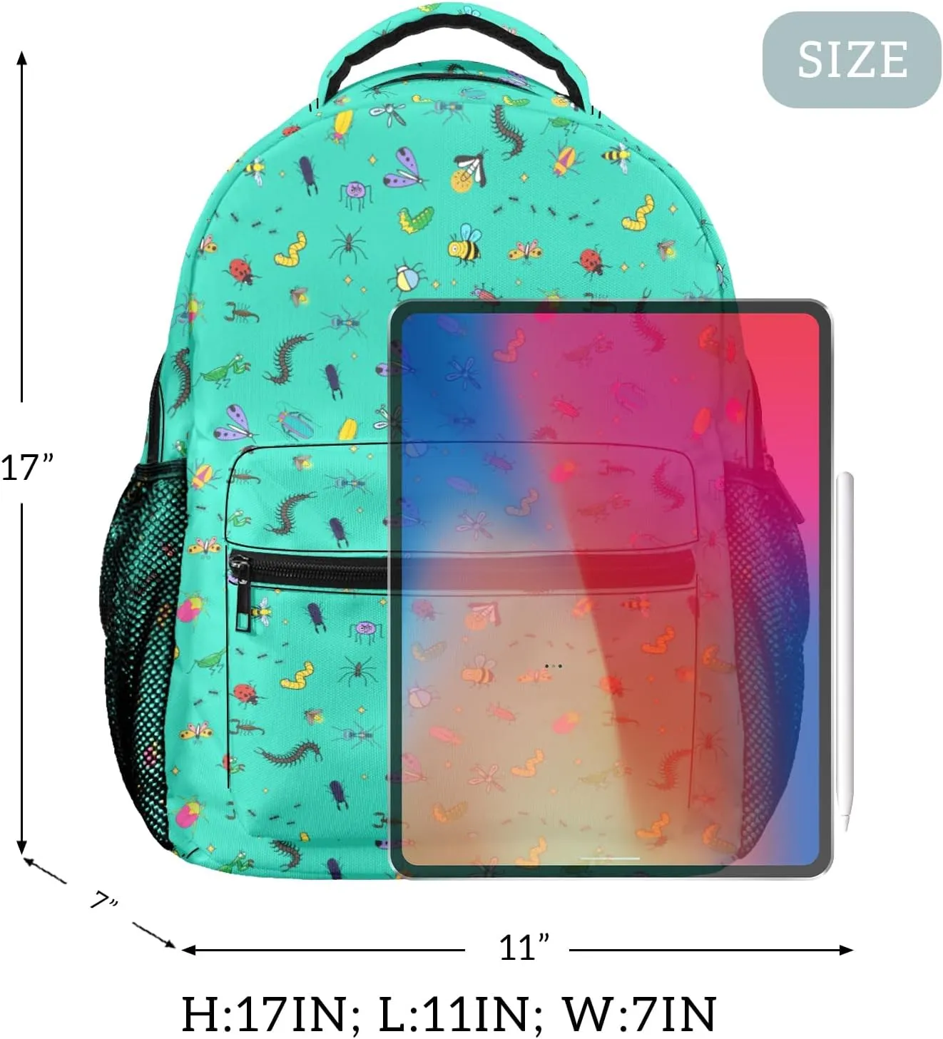 HUGLAZY Insect Backpack for Boys Girls Cute Ladybug Bee Daypack Lightweight Butterfly School Backpack for Travel Daily