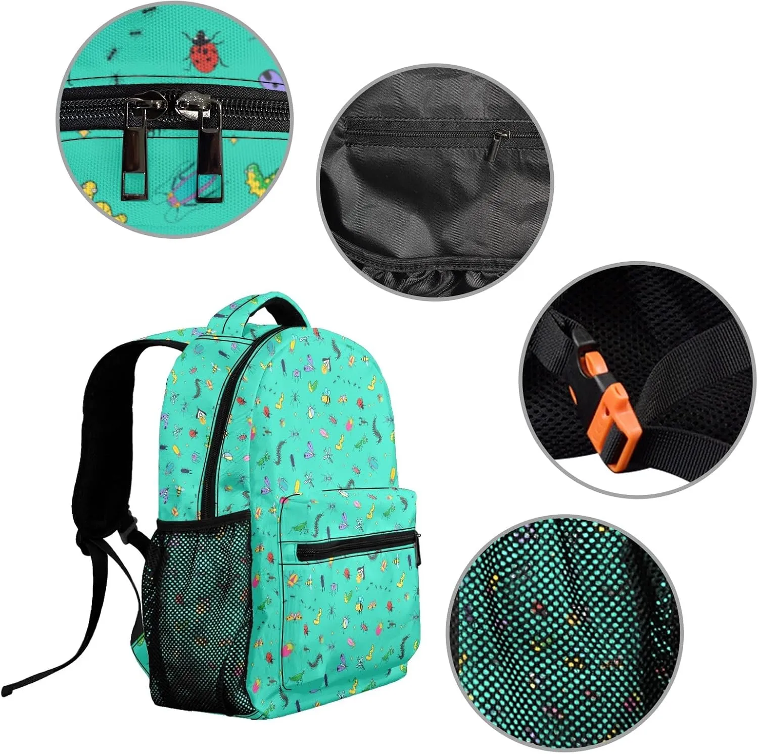 HUGLAZY Insect Backpack for Boys Girls Cute Ladybug Bee Daypack Lightweight Butterfly School Backpack for Travel Daily