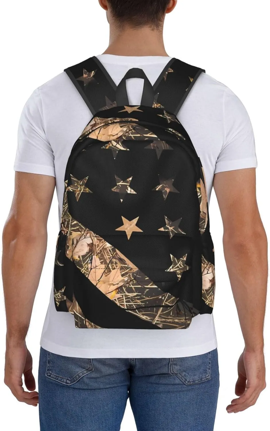 Hunting Camouflage American Flag Backpack Large Capacity Backpack Lightweight Double Shoulder Bag For Women Men Travel