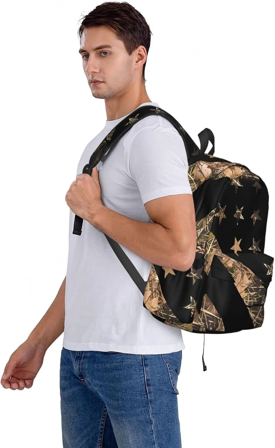 Hunting Camouflage American Flag Backpack Large Capacity Backpack Lightweight Double Shoulder Bag For Women Men Travel