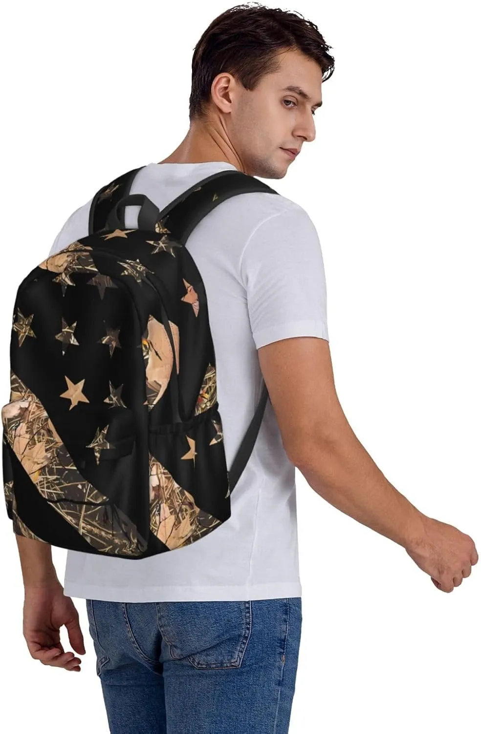 Hunting Camouflage American Flag Backpack Large Capacity Backpack Lightweight Double Shoulder Bag For Women Men Travel
