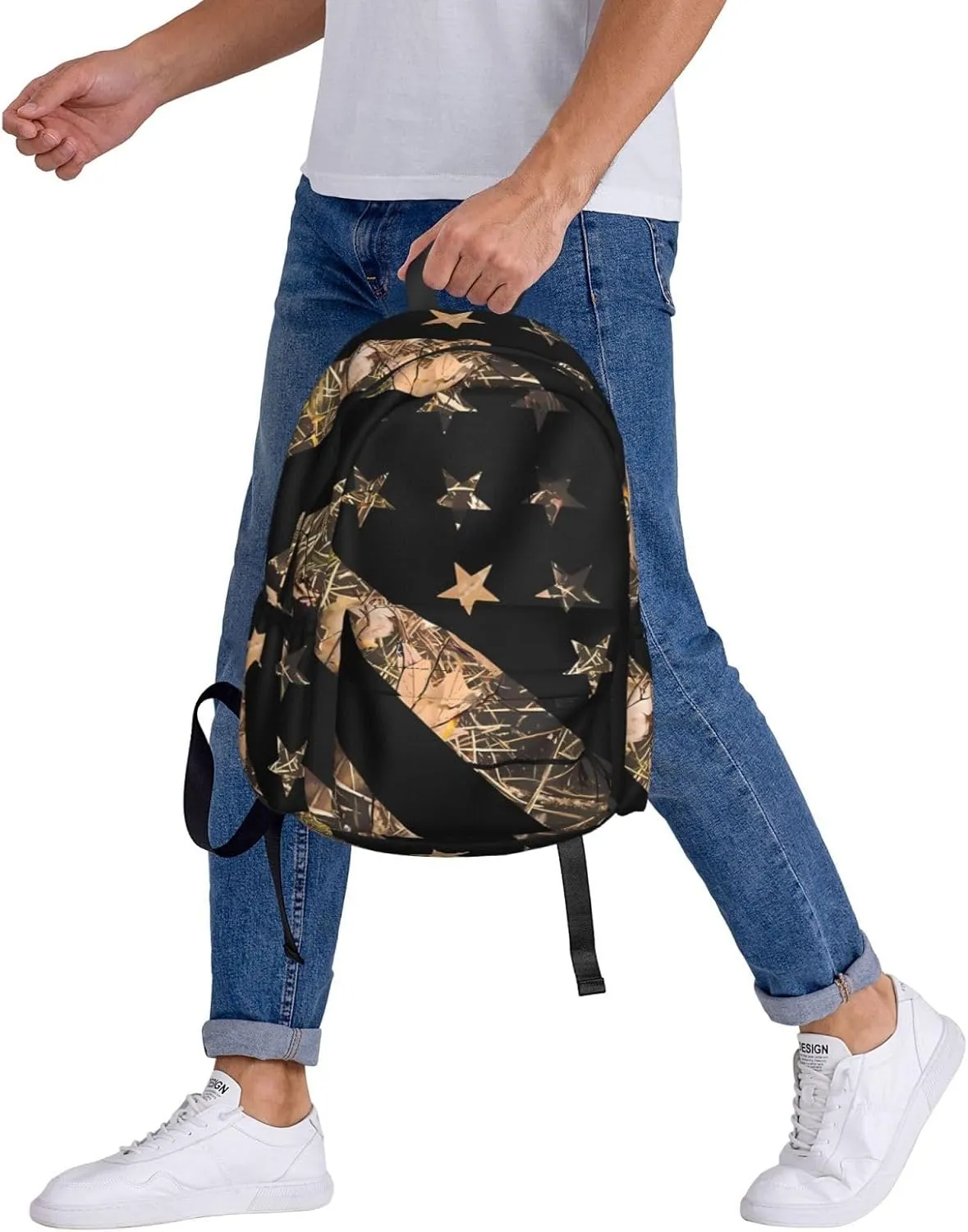 Hunting Camouflage American Flag Backpack Large Capacity Backpack Lightweight Double Shoulder Bag For Women Men Travel