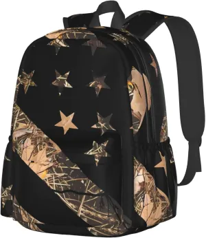Hunting Camouflage American Flag Backpack Large Capacity Backpack Lightweight Double Shoulder Bag For Women Men Travel