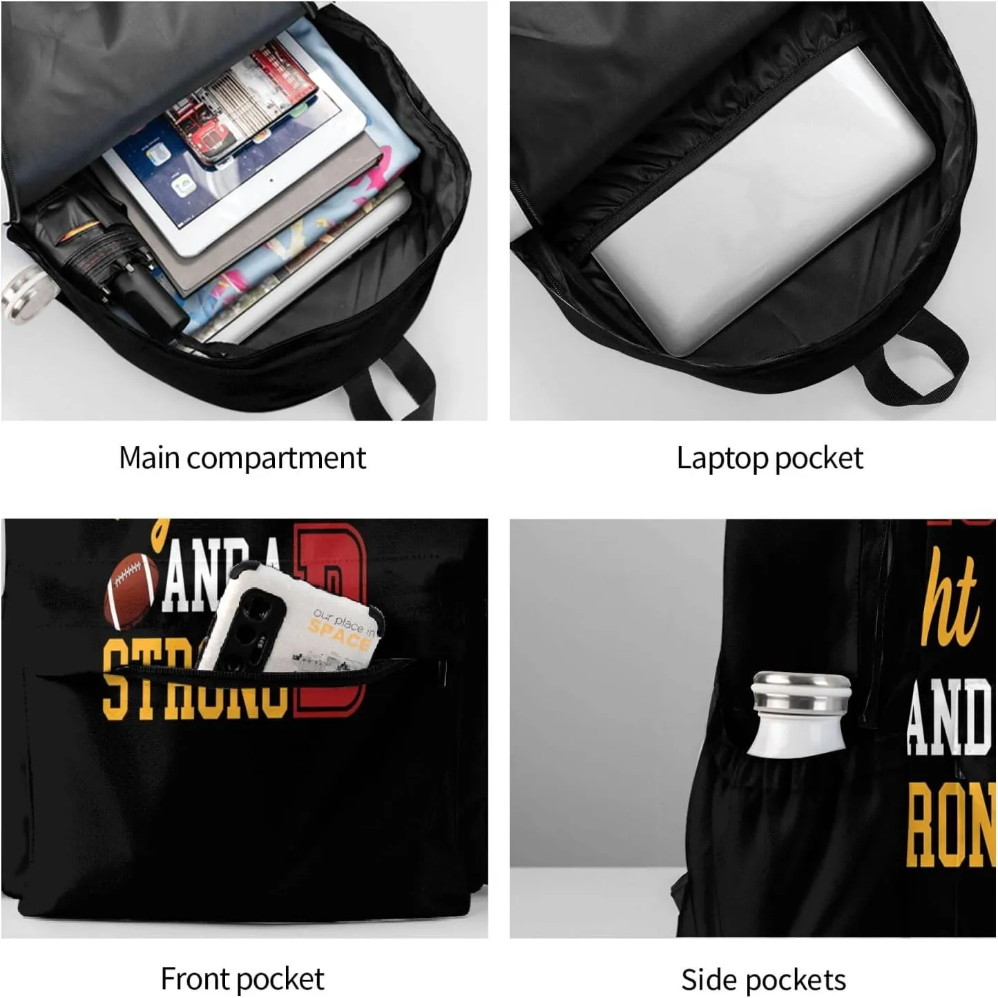 I Love Big Sacks Tight Ends and A Strong D Funny Football Backpack Casual Laptop Backpack Large Capacity Double Shoulder Bag Travel Daypack For Women Men