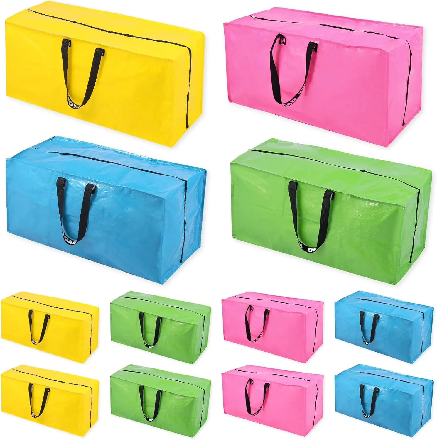 Ice Cream Moving Bags - 8 Pack Extra Large Heavy Duty Storage Bags With Zipper & Reinforce Handles | 29x14x13 Inch Moving Tote Bags Bulk For Clothing, Shoes, Travel