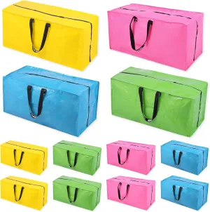 Ice Cream Moving Bags - 8 Pack Extra Large Heavy Duty Storage Bags With Zipper & Reinforce Handles | 29x14x13 Inch Moving Tote Bags Bulk For Clothing, Shoes, Travel