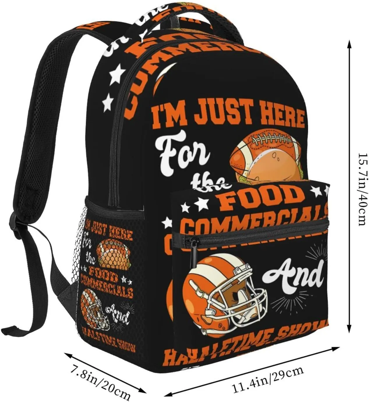 I'm Just Here For The Food Commercials And Halftime Show Backpack Casual Laptop Backpack Lightweight Double Shoulder Bag Travel Daypack For Women Men