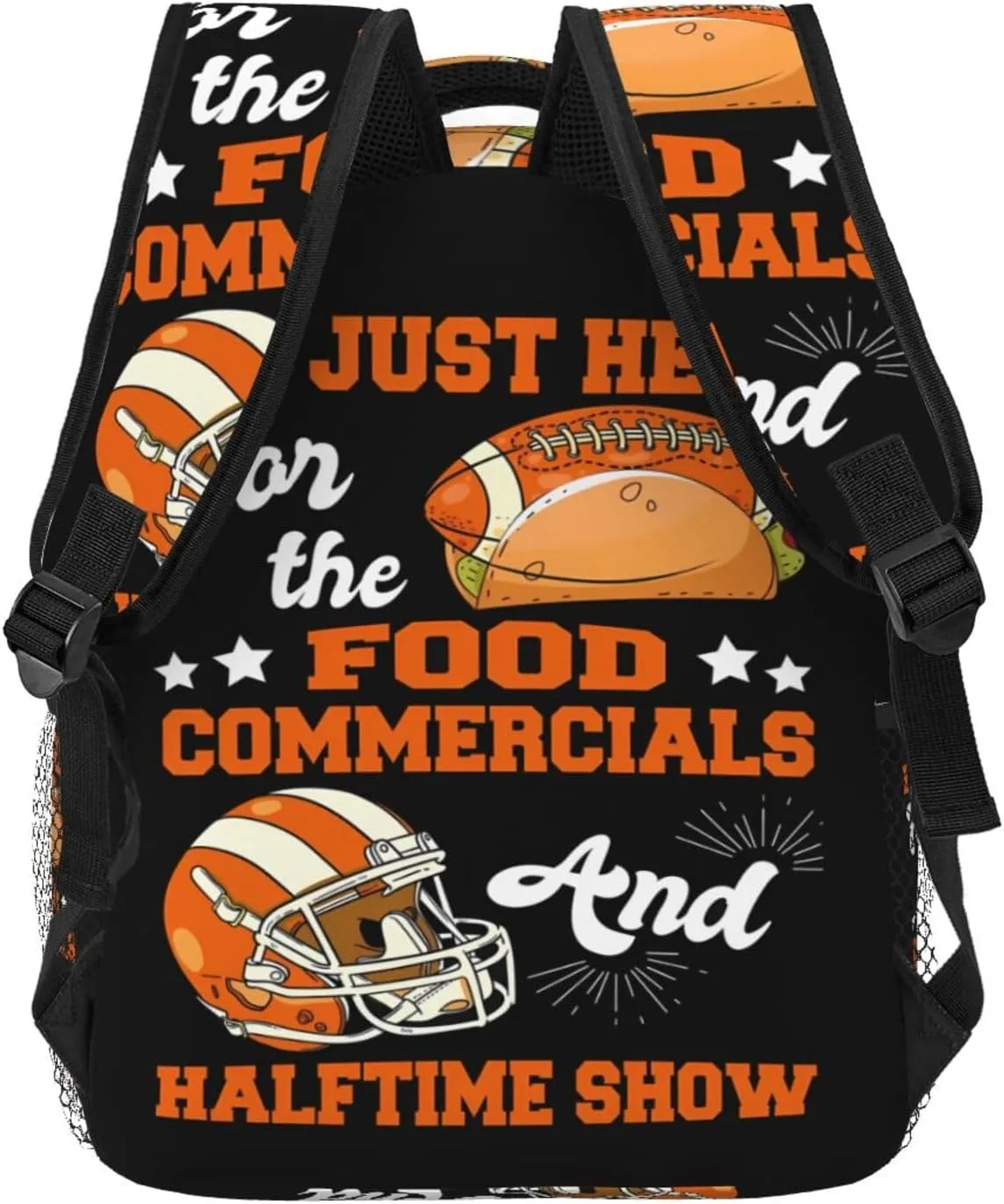 I'm Just Here For The Food Commercials And Halftime Show Backpack Casual Laptop Backpack Lightweight Double Shoulder Bag Travel Daypack For Women Men