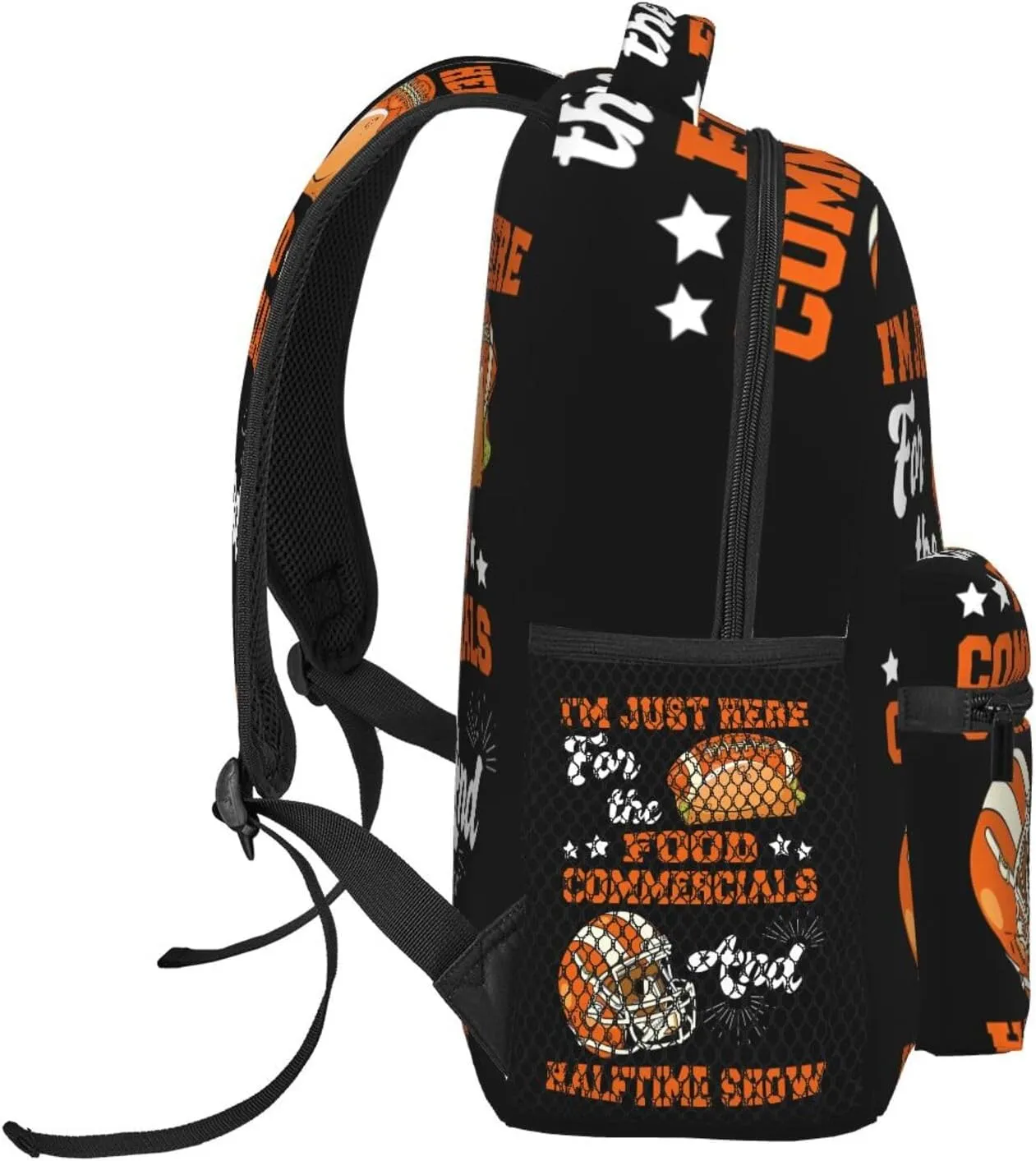I'm Just Here For The Food Commercials And Halftime Show Backpack Casual Laptop Backpack Lightweight Double Shoulder Bag Travel Daypack For Women Men