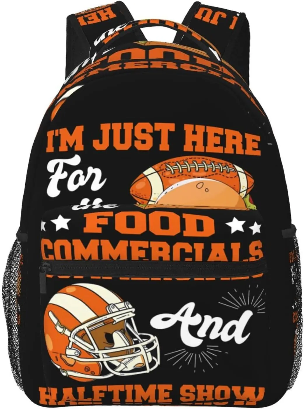 I'm Just Here For The Food Commercials And Halftime Show Backpack Casual Laptop Backpack Lightweight Double Shoulder Bag Travel Daypack For Women Men