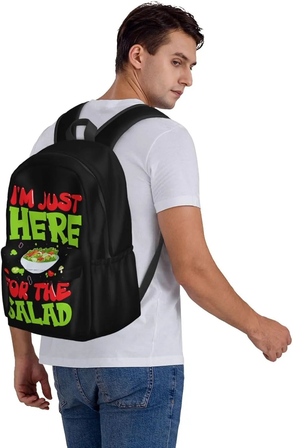 I'M Just Here For The Salad Backpack Casual Laptop Backpack Large Capacity Double Shoulder Bag Travel Daypack For Women Men