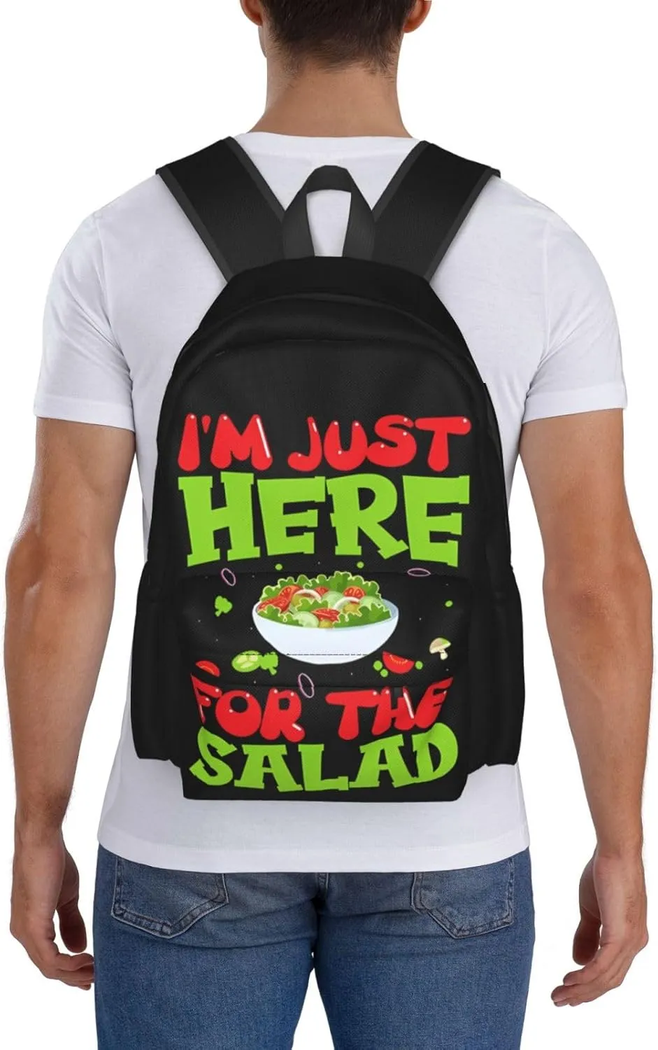 I'M Just Here For The Salad Backpack Casual Laptop Backpack Large Capacity Double Shoulder Bag Travel Daypack For Women Men