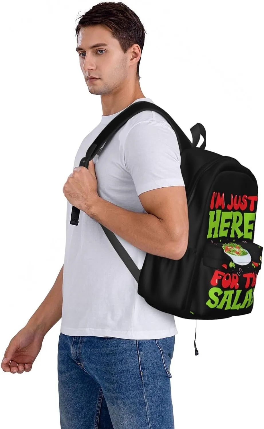 I'M Just Here For The Salad Backpack Casual Laptop Backpack Large Capacity Double Shoulder Bag Travel Daypack For Women Men