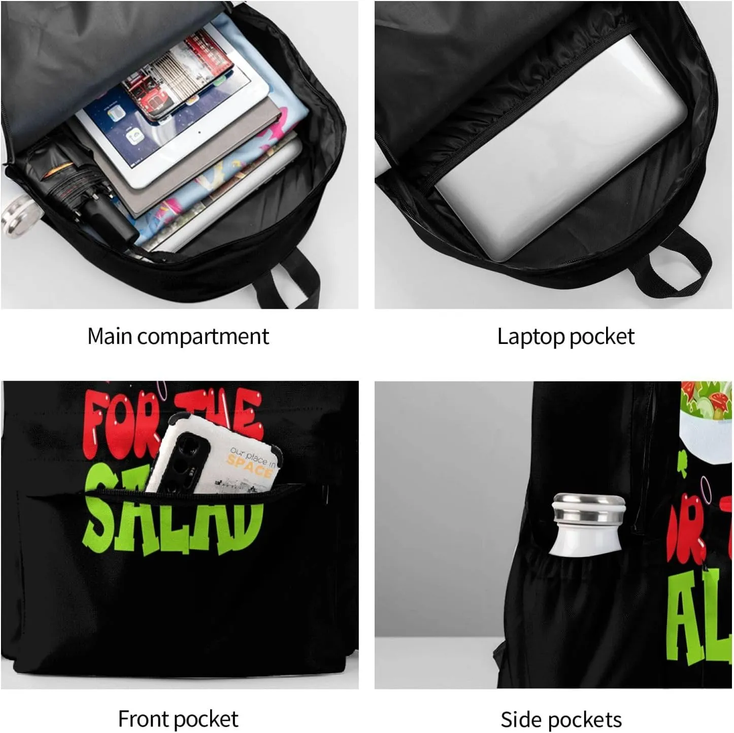 I'M Just Here For The Salad Backpack Casual Laptop Backpack Large Capacity Double Shoulder Bag Travel Daypack For Women Men