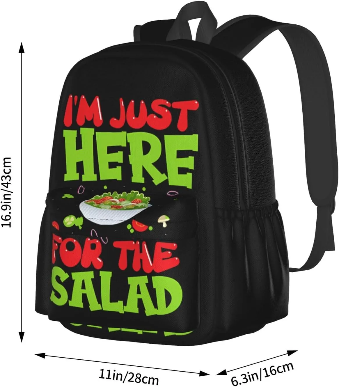 I'M Just Here For The Salad Backpack Casual Laptop Backpack Large Capacity Double Shoulder Bag Travel Daypack For Women Men