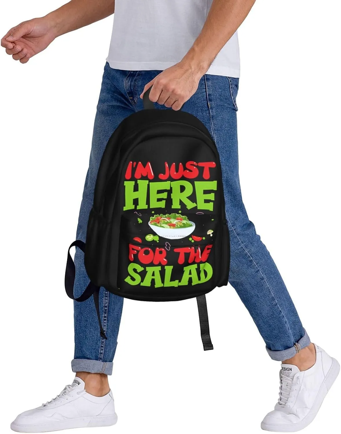 I'M Just Here For The Salad Backpack Casual Laptop Backpack Large Capacity Double Shoulder Bag Travel Daypack For Women Men