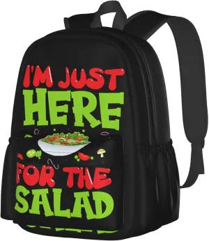 I'M Just Here For The Salad Backpack Casual Laptop Backpack Large Capacity Double Shoulder Bag Travel Daypack For Women Men