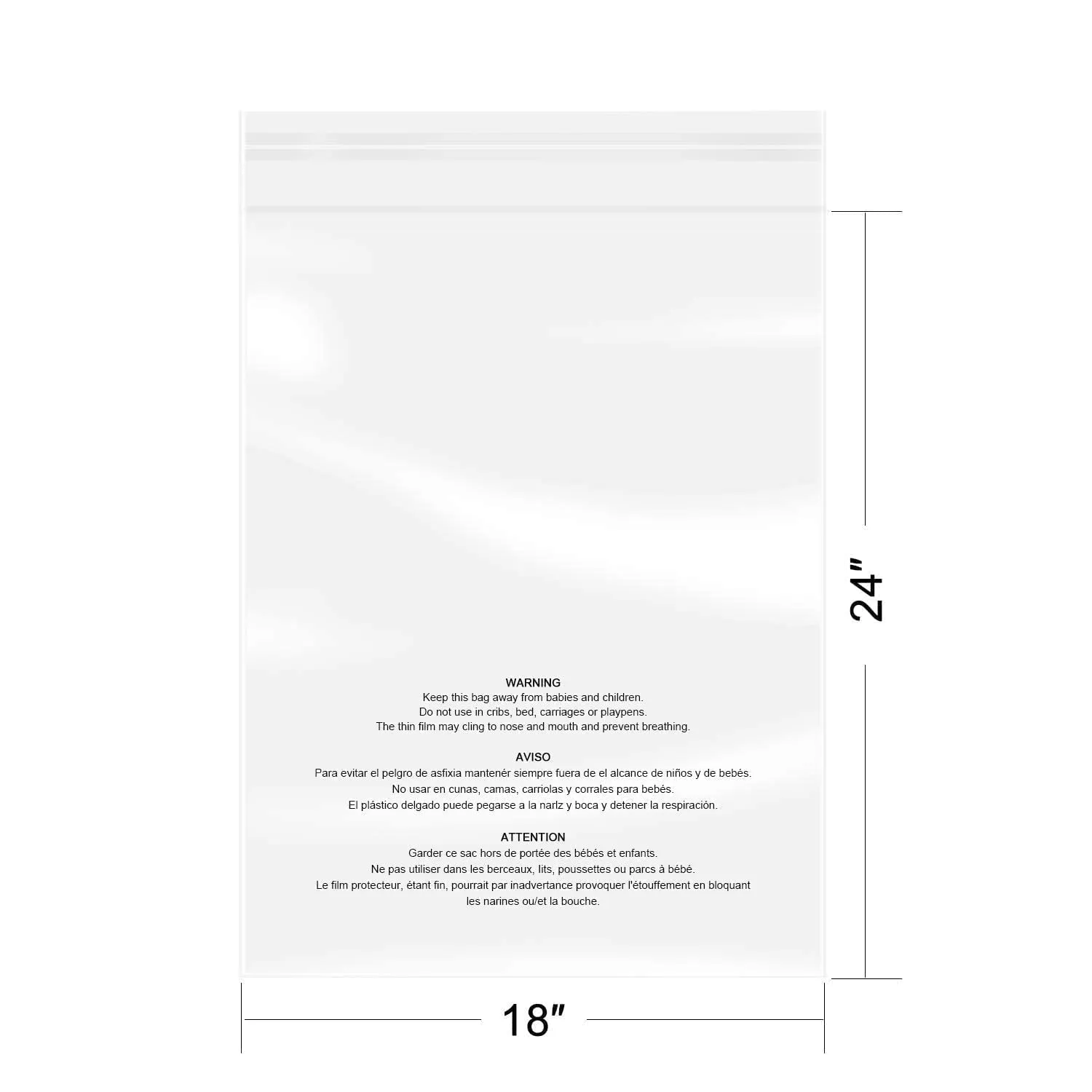 iMailer - 100 Count - 18" x 24" Clear Plastic Poly Bags with Suffocation Warning Self Seal 1.6 Mil for Clothing, T-Shirts, Pants-Resealable Adhesive,Not Strong