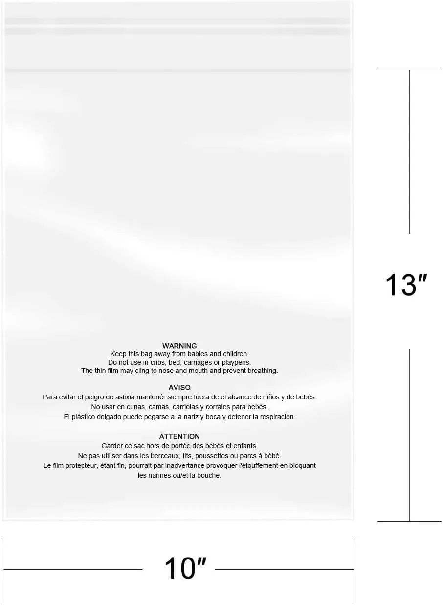 iMailer - 500 Pcs - 10" x 13" Clear Poly Bags for Clothing - Self Seal Suffocation Warning Plastic Poly Bags 1.6 Mil for Shipping, Packaging, T-Shirt - Permanent Adhesive