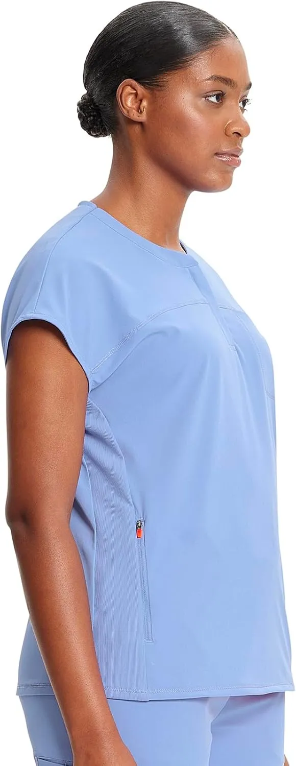 Infinity Cherokee Scrub Top for Women Contemporary Fit Round Neck 3 Pocket with Covered Placket with Partial Zip IN622A