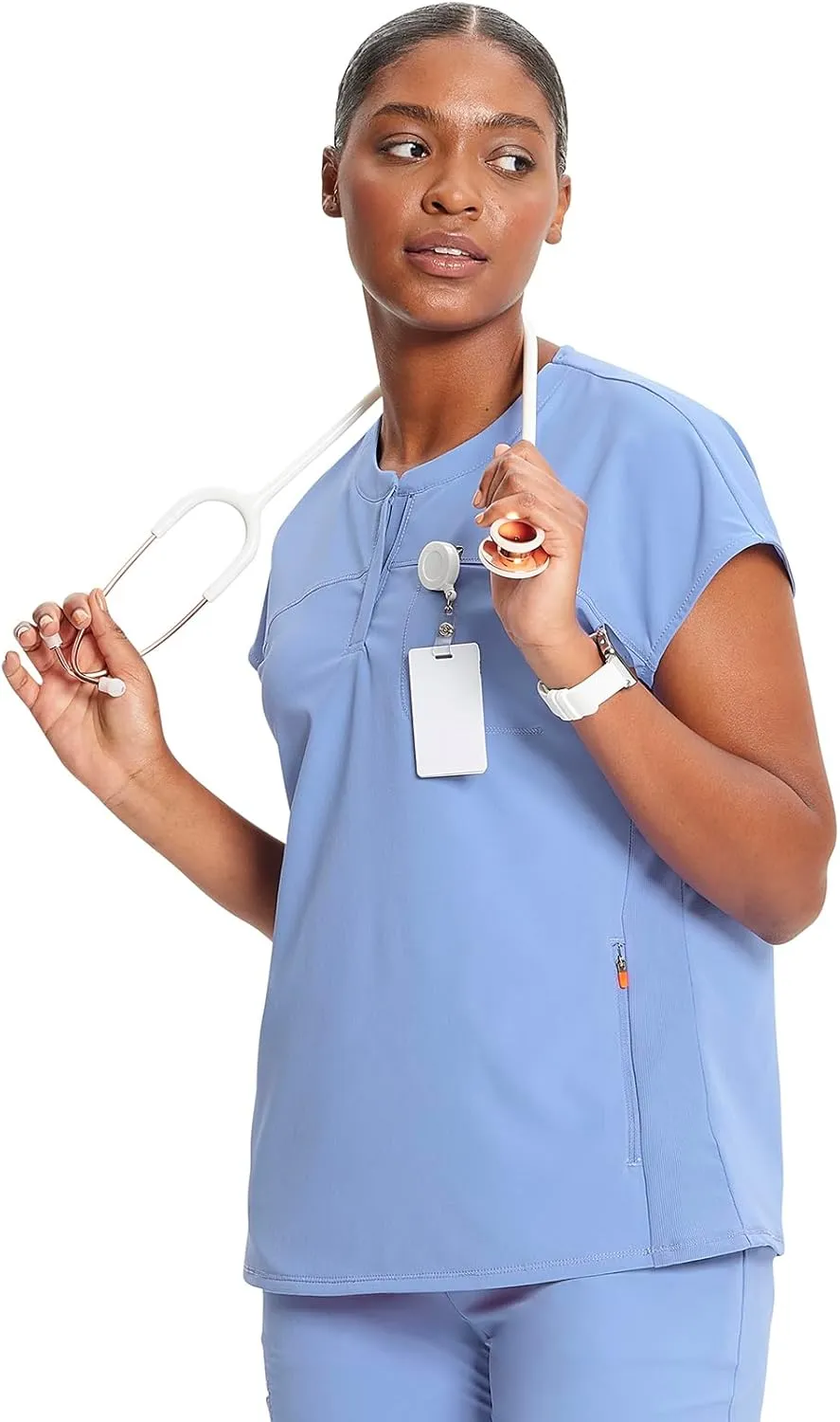 Infinity Cherokee Scrub Top for Women Contemporary Fit Round Neck 3 Pocket with Covered Placket with Partial Zip IN622A