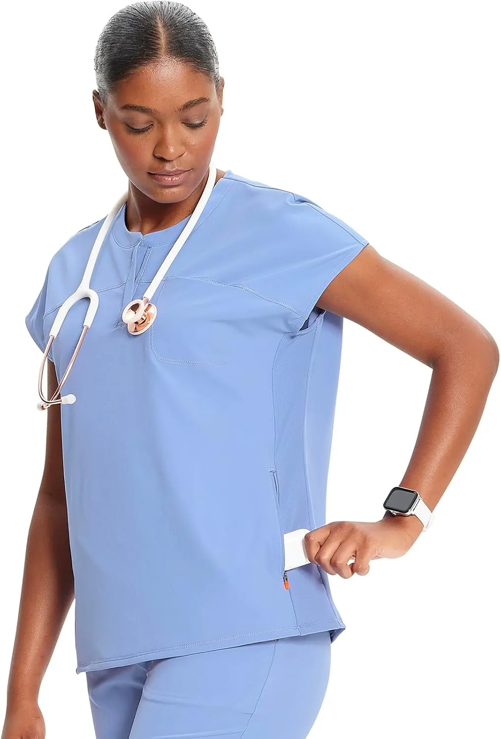 Infinity Cherokee Scrub Top for Women Contemporary Fit Round Neck 3 Pocket with Covered Placket with Partial Zip IN622A