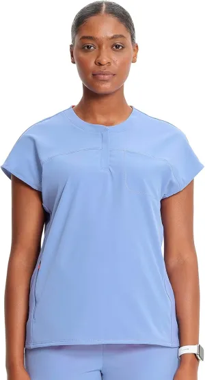 Infinity Cherokee Scrub Top for Women Contemporary Fit Round Neck 3 Pocket with Covered Placket with Partial Zip IN622A