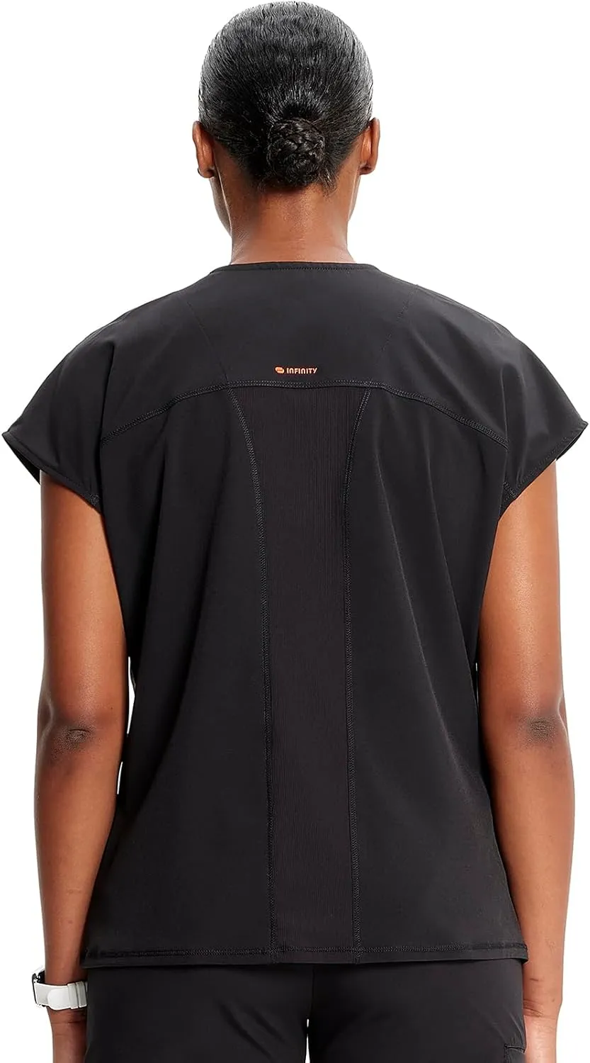 Infinity Cherokee Scrub Top for Women Contemporary Fit Round Neck 3 Pocket with Covered Placket with Partial Zip IN622A