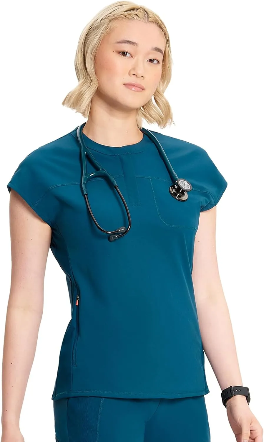 Infinity Cherokee Scrub Top for Women Contemporary Fit Round Neck 3 Pocket with Covered Placket with Partial Zip IN622A