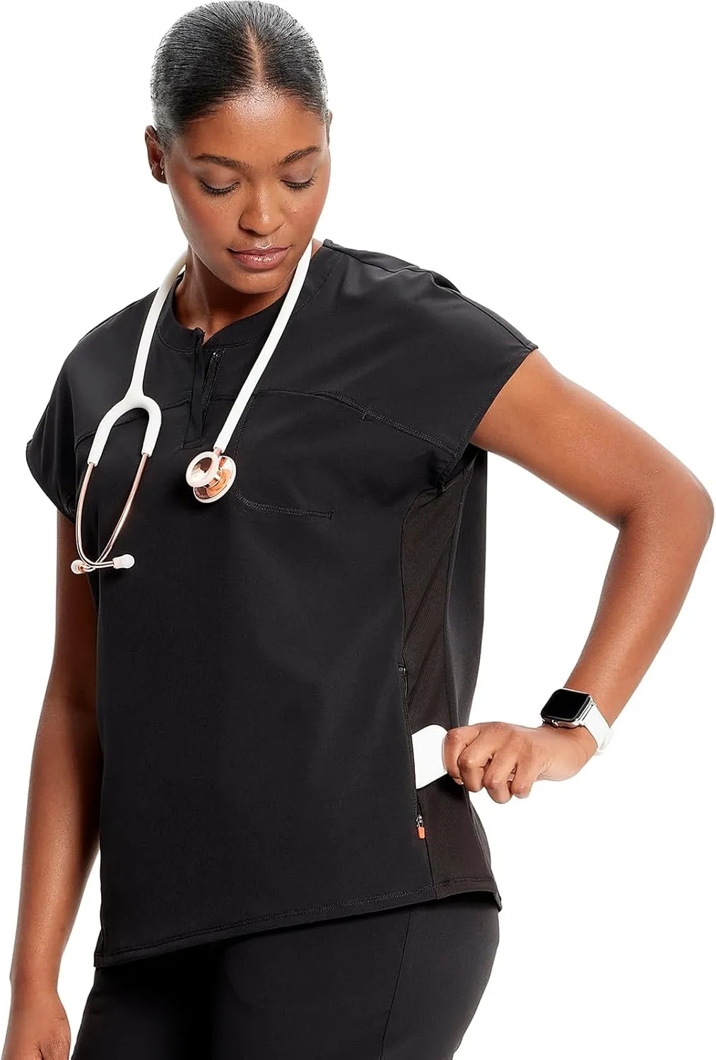 Infinity Cherokee Scrub Top for Women Contemporary Fit Round Neck 3 Pocket with Covered Placket with Partial Zip IN622A
