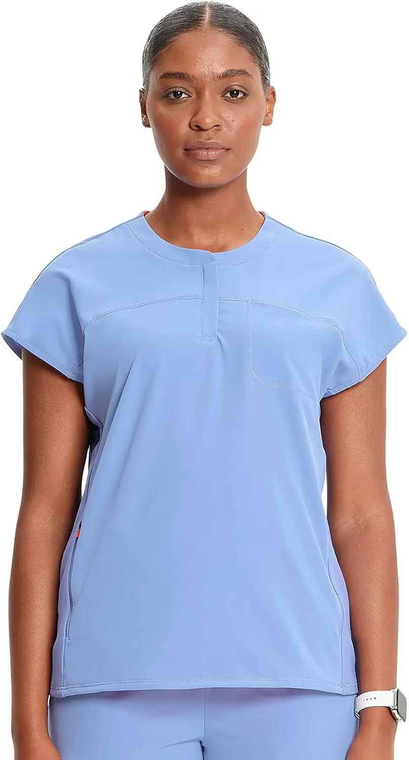 Infinity Cherokee Scrub Top for Women Contemporary Fit Round Neck 3 Pocket with Covered Placket with Partial Zip IN622A