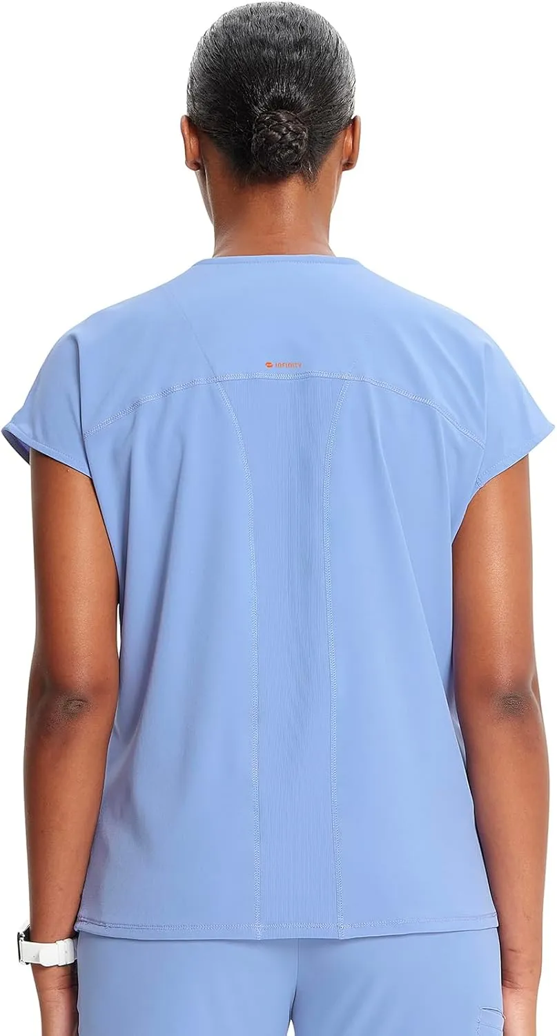 Infinity Cherokee Scrub Top for Women Contemporary Fit Round Neck 3 Pocket with Covered Placket with Partial Zip IN622A