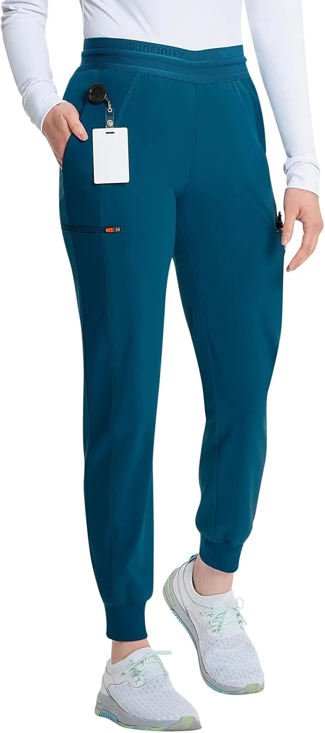 Infinity Cherokee Women's Scrub Pull-on Scrub Jogger Pants, Mid Rise Bottoms with 4 Pocket with Interior Drawstring IN122A