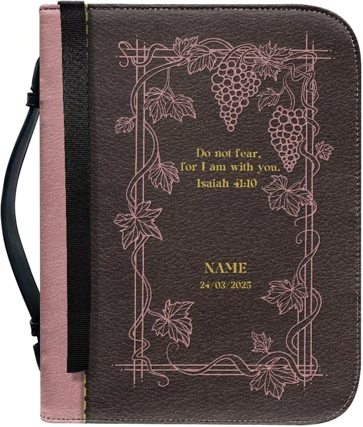 Inspirational Bible Quotes Bible Covers for Women 11x8 Inch Large Bible Carrying Case with Pockets Stain-Resistant Scripture Bag with Internal Compartments