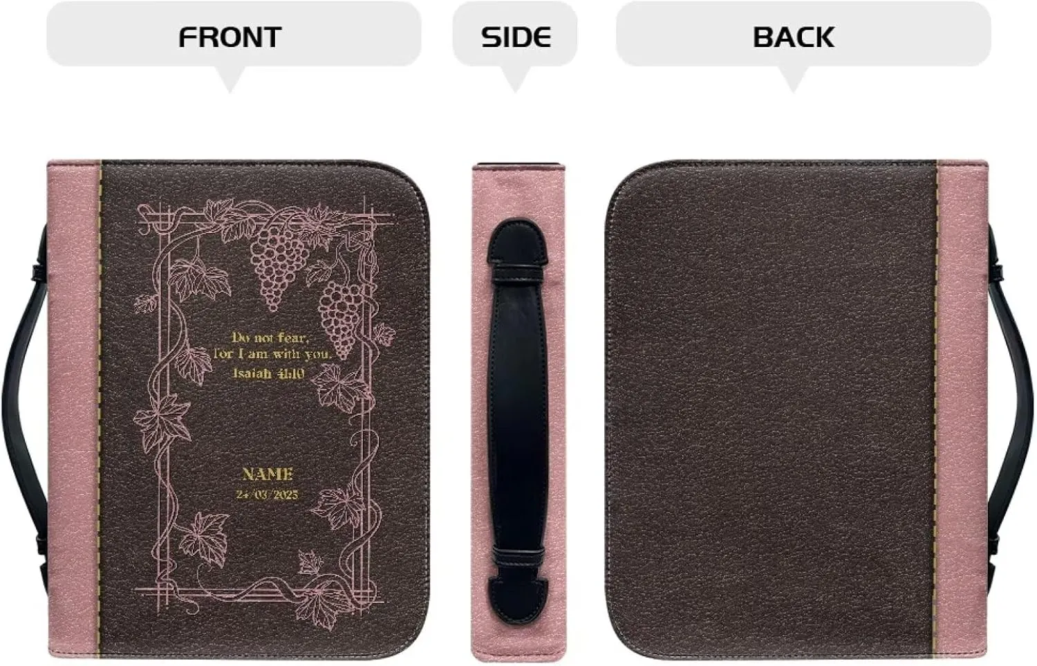 Inspirational Bible Quotes Bible Covers for Women 11x8 Inch Large Bible Carrying Case with Pockets Stain-Resistant Scripture Bag with Internal Compartments