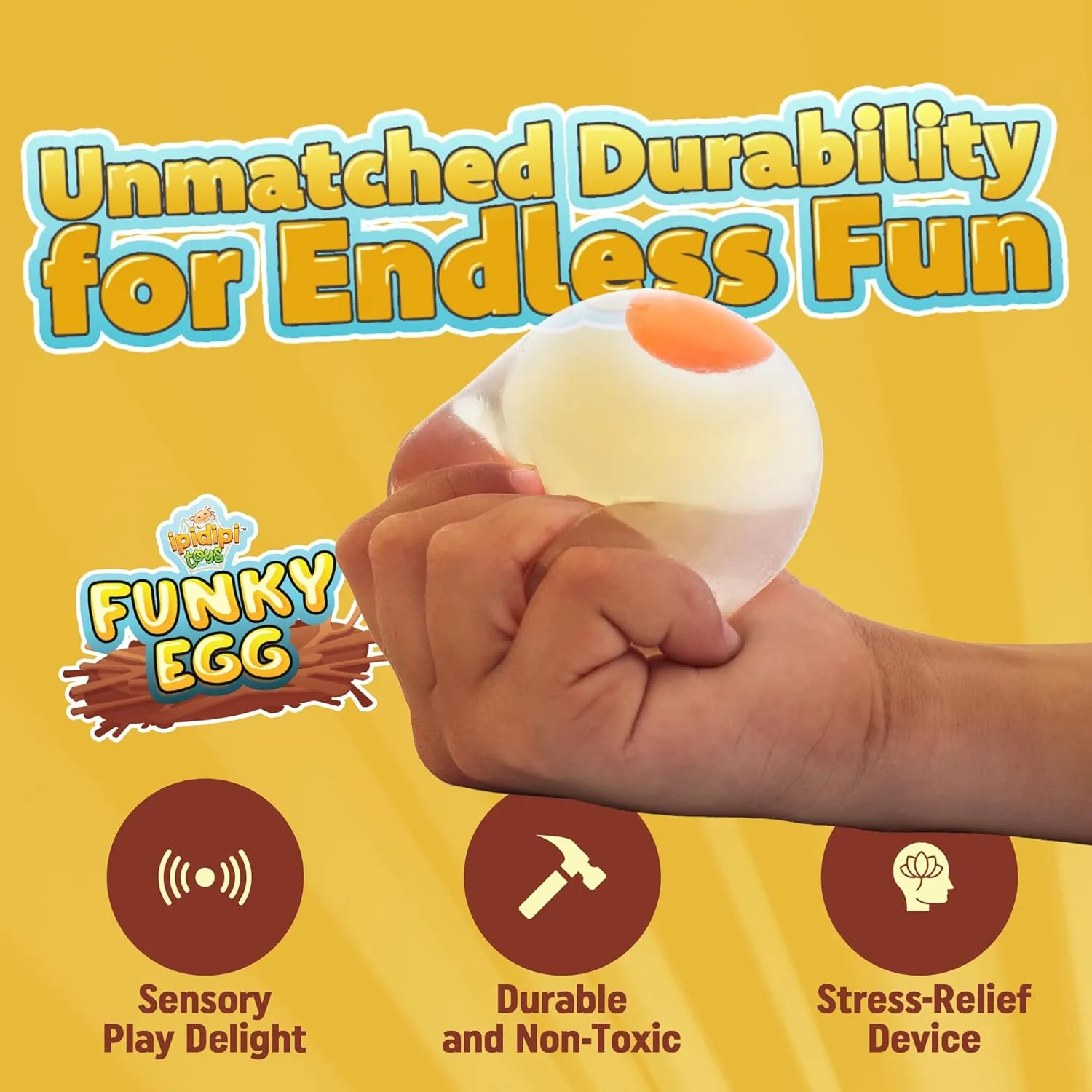 IPIDIPI TOYS Funky Egg Splat Ball Squishy – Clear Egg Yolk Fun Squeeze, Yolk Balls for Kids, Goodie Bag Stuffers, Fun Fidget Toy, Birthday Party Favors – Pack of 6